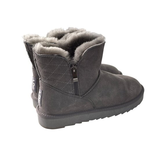 Gooce Maddie Suede Leather Boots Women 7 Round Toe Quilted Sheepskin Wool Winter - Picture 2 of 11